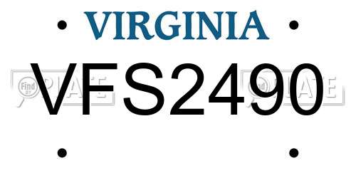 VFS2490 Virginia License Plate