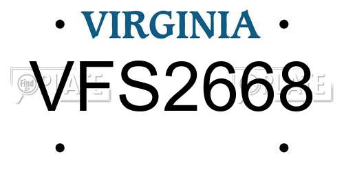 VFS2668 Virginia License Plate