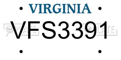 VFS3391 Virginia License Plate