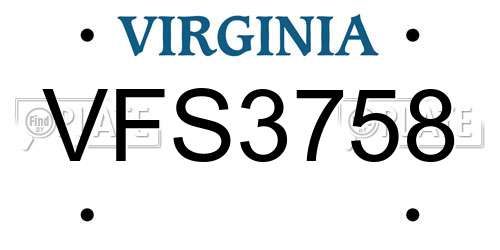VFS3758 Virginia License Plate