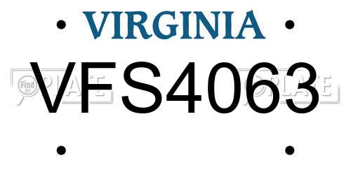 VFS4063 Virginia License Plate
