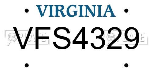 VFS4329 Virginia License Plate