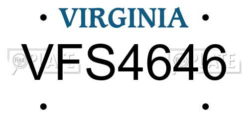 VFS4646 Virginia License Plate