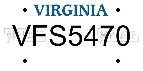 VFS5470 Virginia License Plate