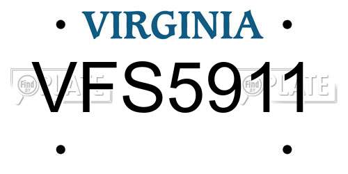 VFS5911 Virginia License Plate