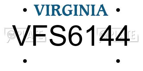 VFS6144 Virginia License Plate