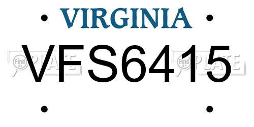 VFS6415 Virginia License Plate