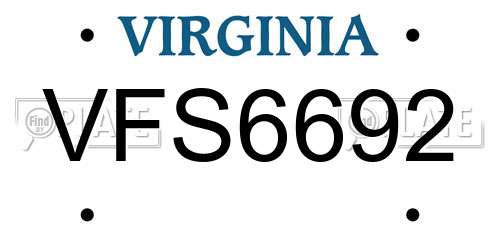 VFS6692 Virginia License Plate
