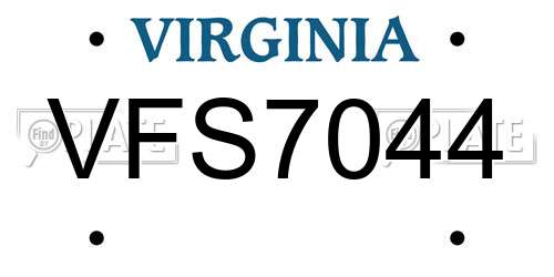 VFS7044 Virginia License Plate