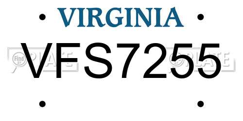 VFS7255 Virginia License Plate