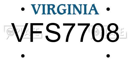 VFS7708 Virginia License Plate