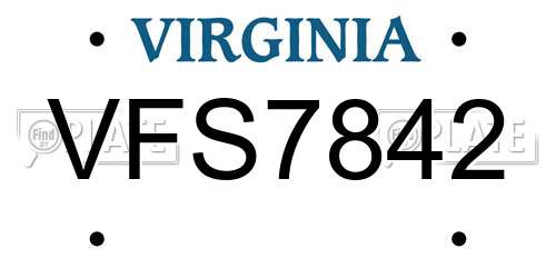VFS7842 Virginia License Plate