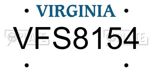 VFS8154 Virginia License Plate