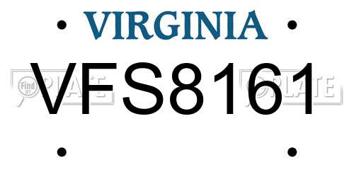 VFS8161 Virginia License Plate