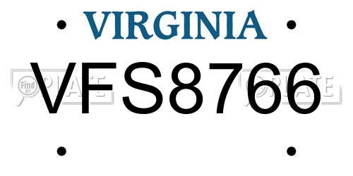 VFS8766 Virginia License Plate