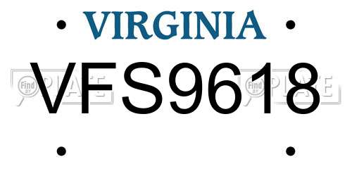 VFS9618 Virginia License Plate