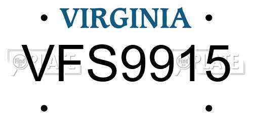 VFS9915 Virginia License Plate
