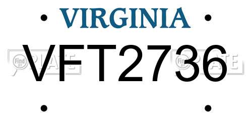 VFT2736 Virginia License Plate