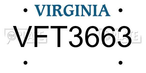VFT3663 Virginia License Plate