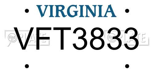 VFT3833 Virginia License Plate