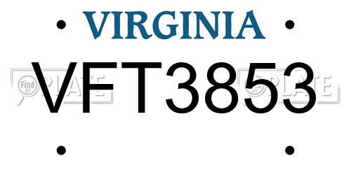 VFT3853 Virginia License Plate