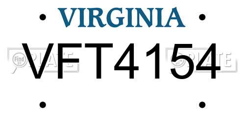 VFT4154 Virginia License Plate