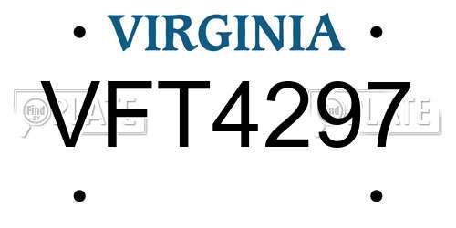 VFT4297 Virginia License Plate