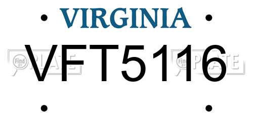 VFT5116 Virginia License Plate