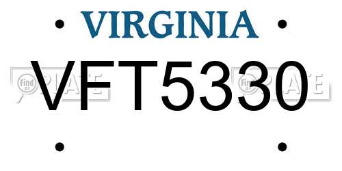 VFT5330 Virginia License Plate