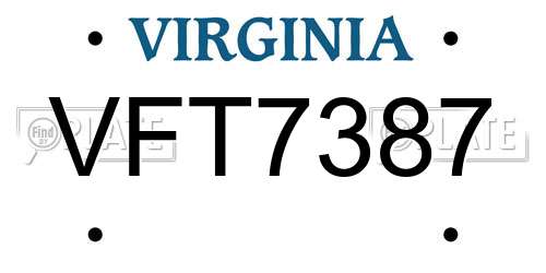 VFT7387 Virginia License Plate