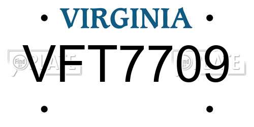 VFT7709 Virginia License Plate