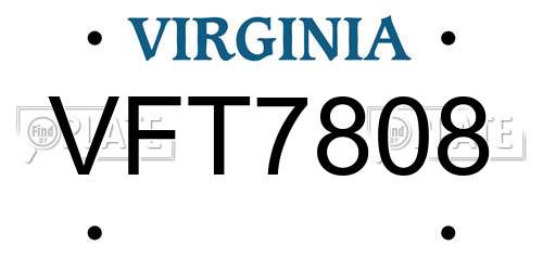 VFT7808 Virginia License Plate