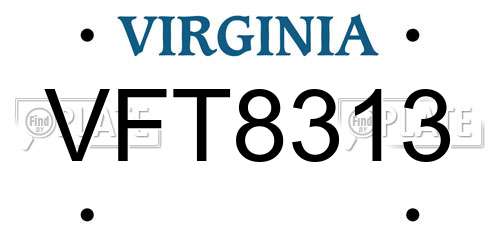 VFT8313 Virginia License Plate