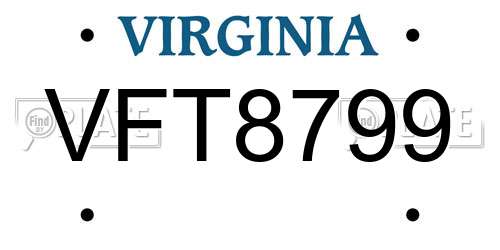 VFT8799 Virginia License Plate