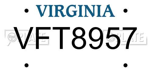 VFT8957 Virginia License Plate