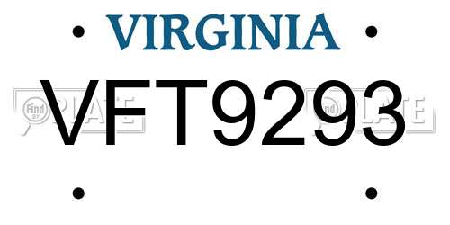 VFT9293 Virginia License Plate