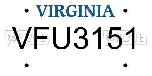 VFU3151 Virginia License Plate