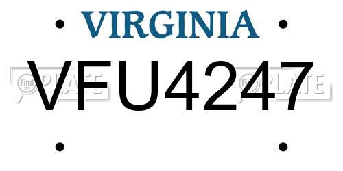 VFU4247 Virginia License Plate