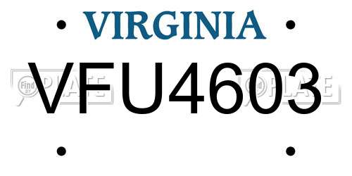 VFU4603 Virginia License Plate