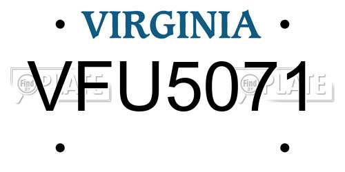 VFU5071 Virginia License Plate