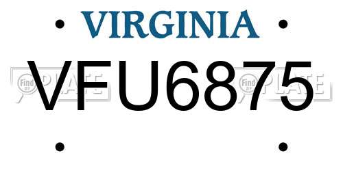 VFU6875 Virginia License Plate