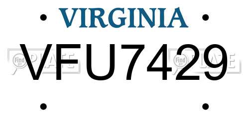 VFU7429 Virginia License Plate