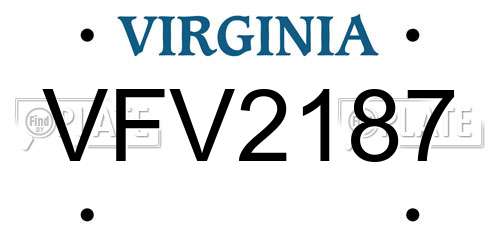 VFV2187 Virginia License Plate