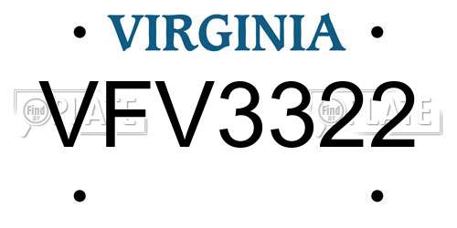VFV3322 Virginia License Plate