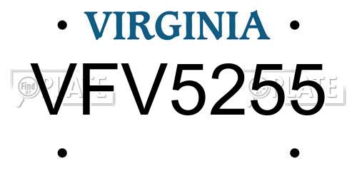 VFV5255 Virginia License Plate