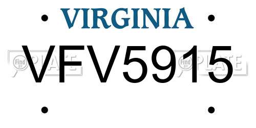 VFV5915 Virginia License Plate