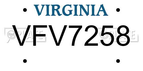 VFV7258 Virginia License Plate