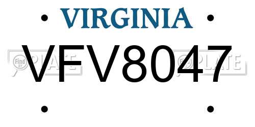 VFV8047 Virginia License Plate