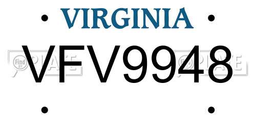 VFV9948 Virginia License Plate