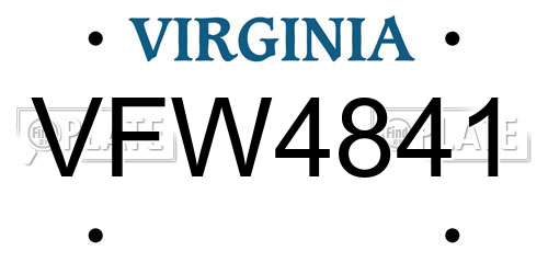 VFW4841 Virginia License Plate